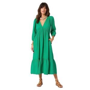 Xirena Ella Maxi Dress Apple Green Midi Cotton Small Long Sleeve